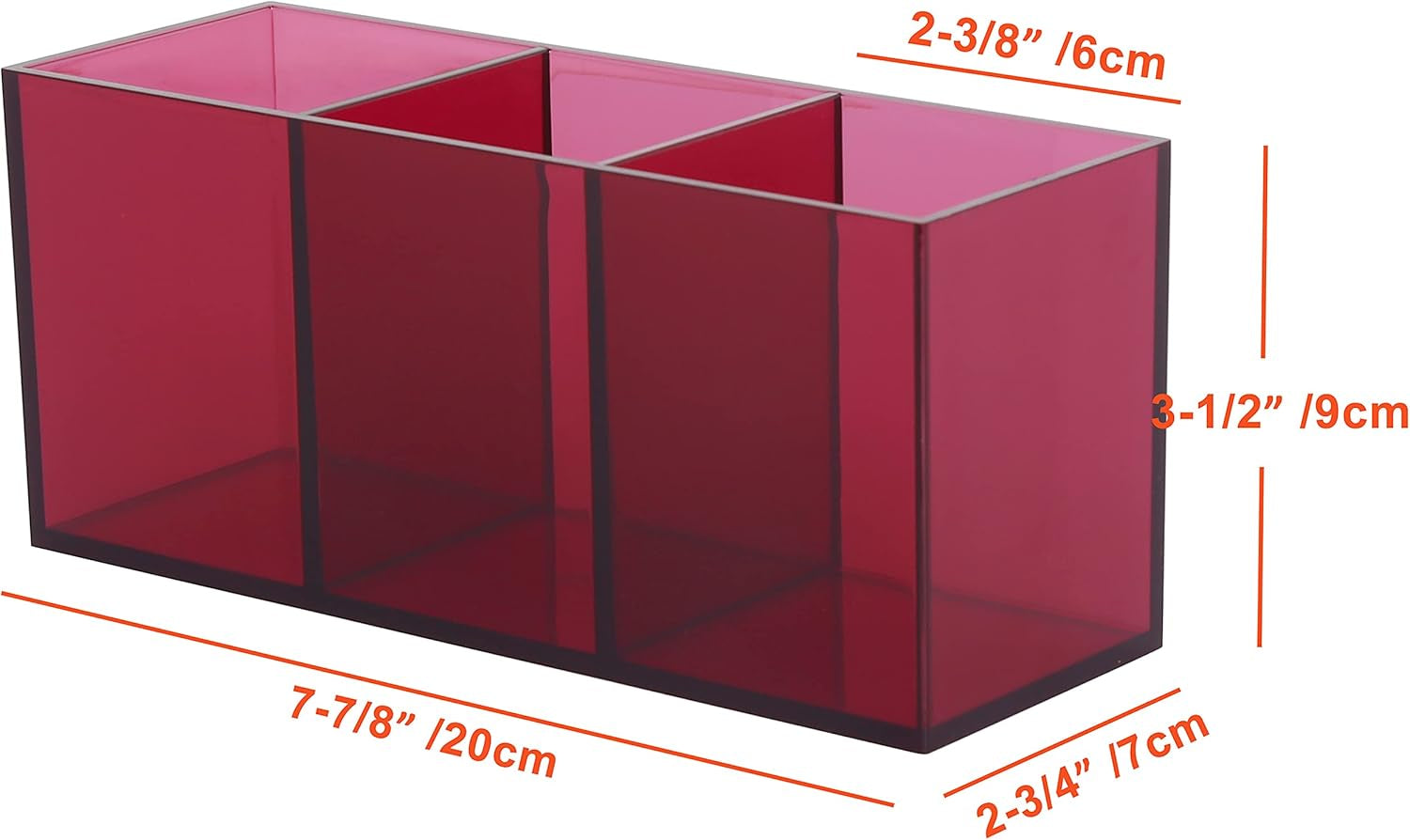 Makeup Brush Holder Organizer - Acrylic, 3 Compartments - Make up Brushes Holder, Makeup Brush Cup Container Storage Case, Purple, 2 Packs