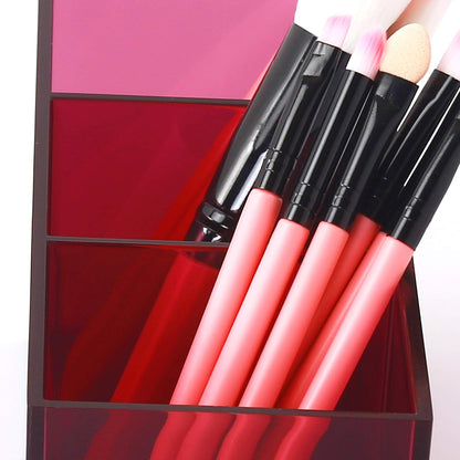 Makeup Brush Holder Organizer - Acrylic, 3 Compartments - Make up Brushes Holder, Makeup Brush Cup Container Storage Case, Purple, 2 Packs