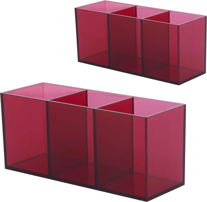 Makeup Brush Holder Organizer - Acrylic, 3 Compartments - Make up Brushes Holder, Makeup Brush Cup Container Storage Case, Purple, 2 Packs