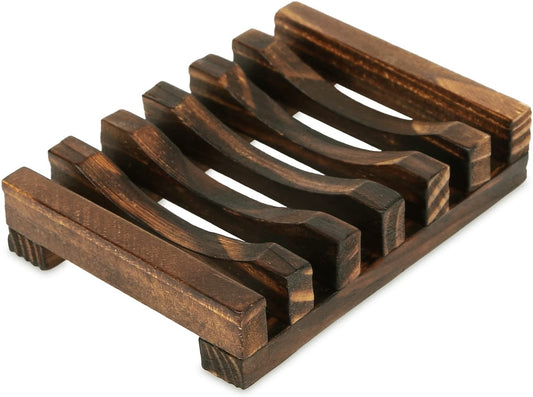 Wooden Soap Dish Hand Crafted Rectangular Sink Drainer for Soap, Sponges and More (1 Pack)